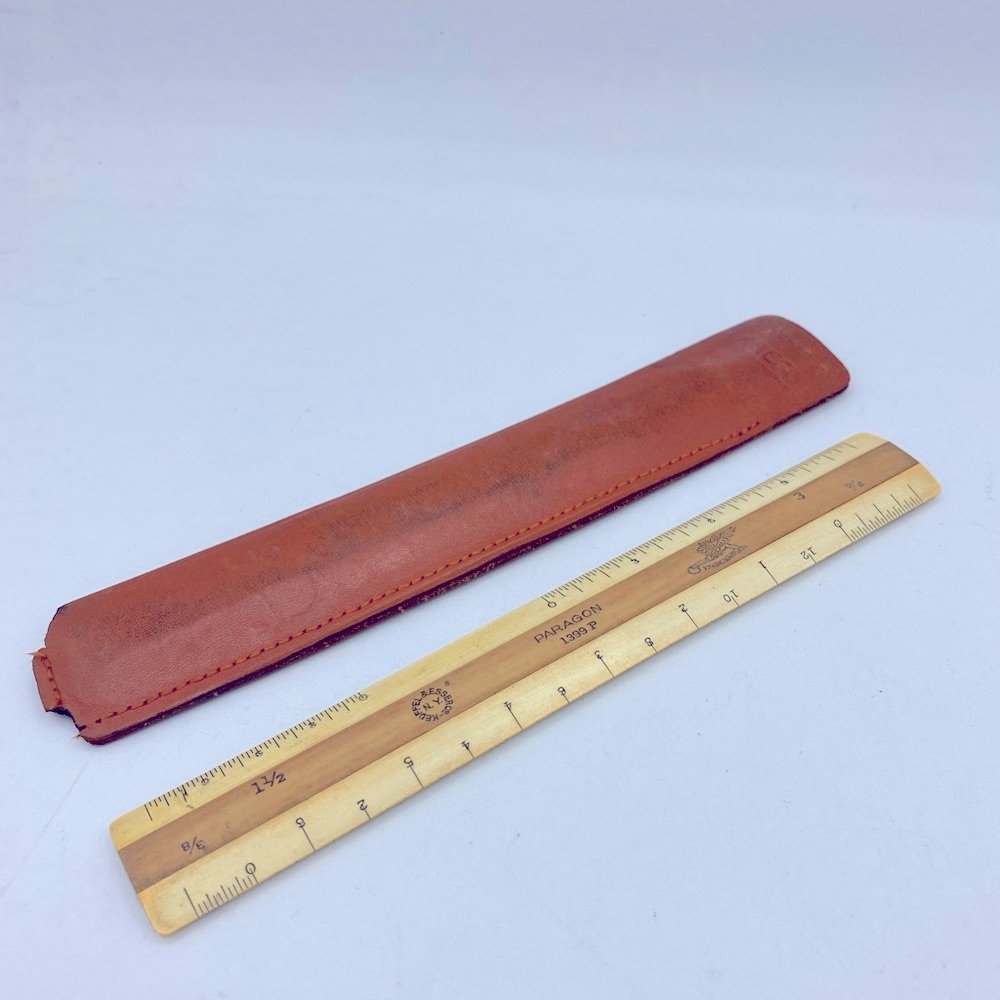 Vintage KEYFFEL & ESSER K&E Paragon 1399P USA Ruler With Original Leather Case